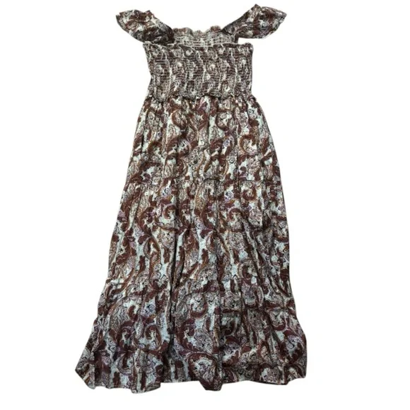 THML Paisley Midi Dress Brown White Womens Size Small New With Tag Bohemian Boho - Picture 2 of 6